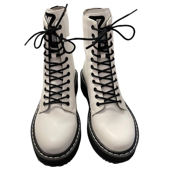 Kendall + Kylie Women's NWT White Faux Leather Hunt2 Combat Lug Sole Boot Size 6 - Picture 4 of 9